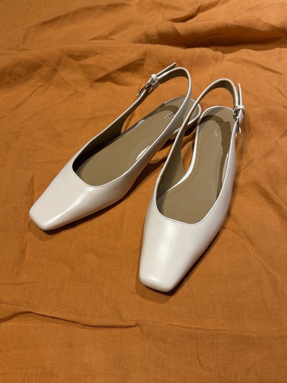 Quince Women’s Italian Leather Slingback Flat Bone 7.5 Sorority Bridal Bach